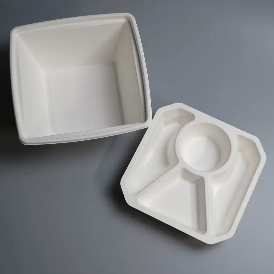Bagasse Disposable Bento Box With Lid