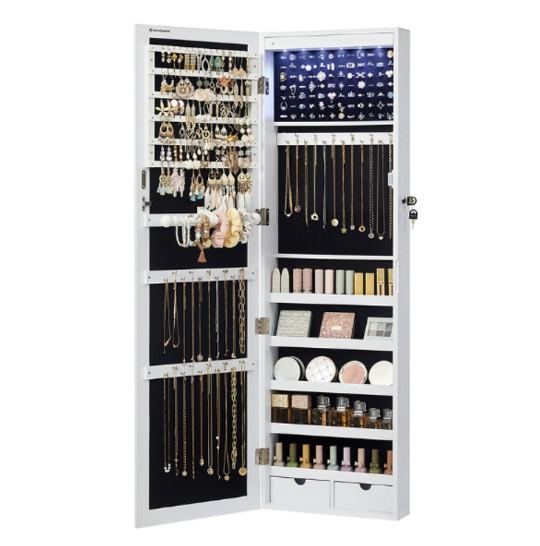 SONGMICS Lockable Wall or Door Mounted Jewelry Armoire Organizer for Women