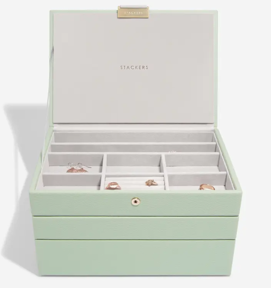Stackers Sage Green Classic Jewellery Box for Women and Men