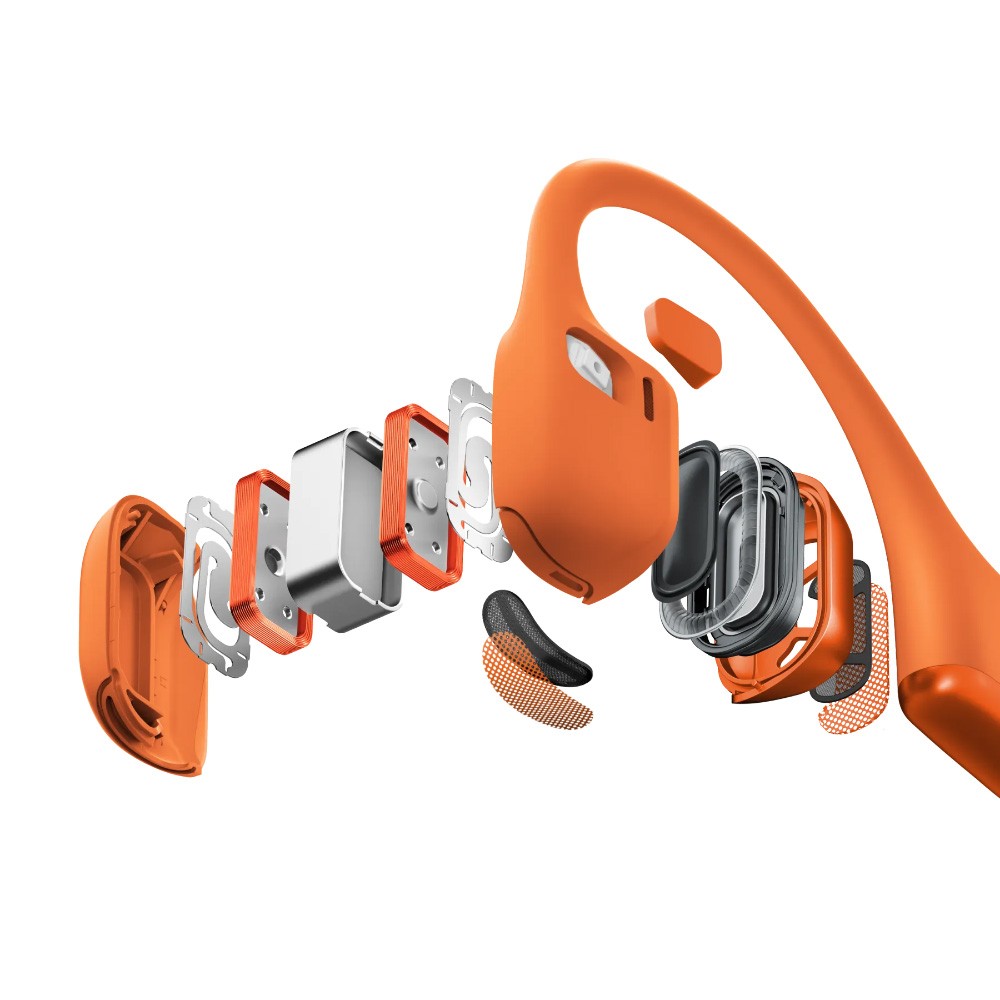 OpenBass 2.0 audio technology showing bone and air conduction elements