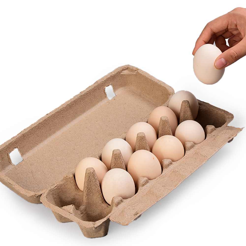 Recyclable molded pulp shipping trays designed to replace plastic packaging materials in e-commerce