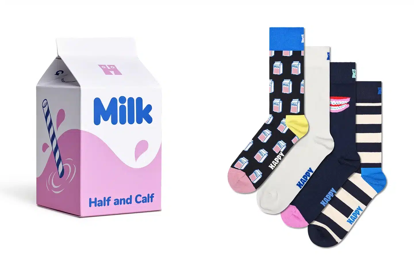 Happy Socks milk carton packaging