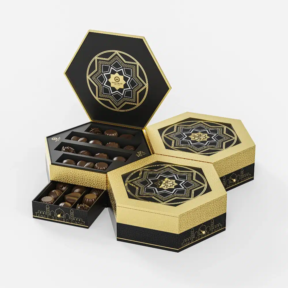 Black Gold Hexagon Chocolate Gift Box