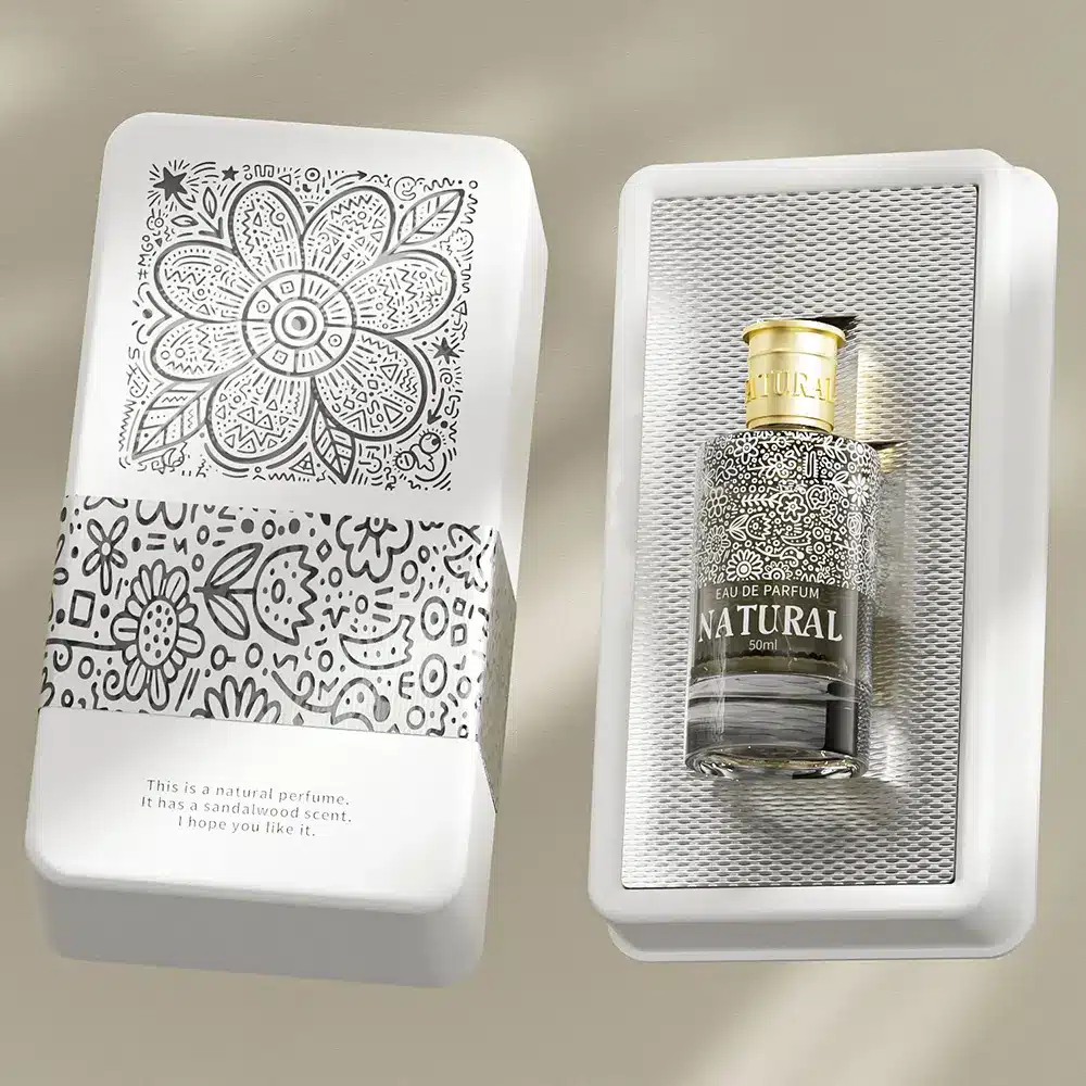 Black Floral Design Perfume Packaging