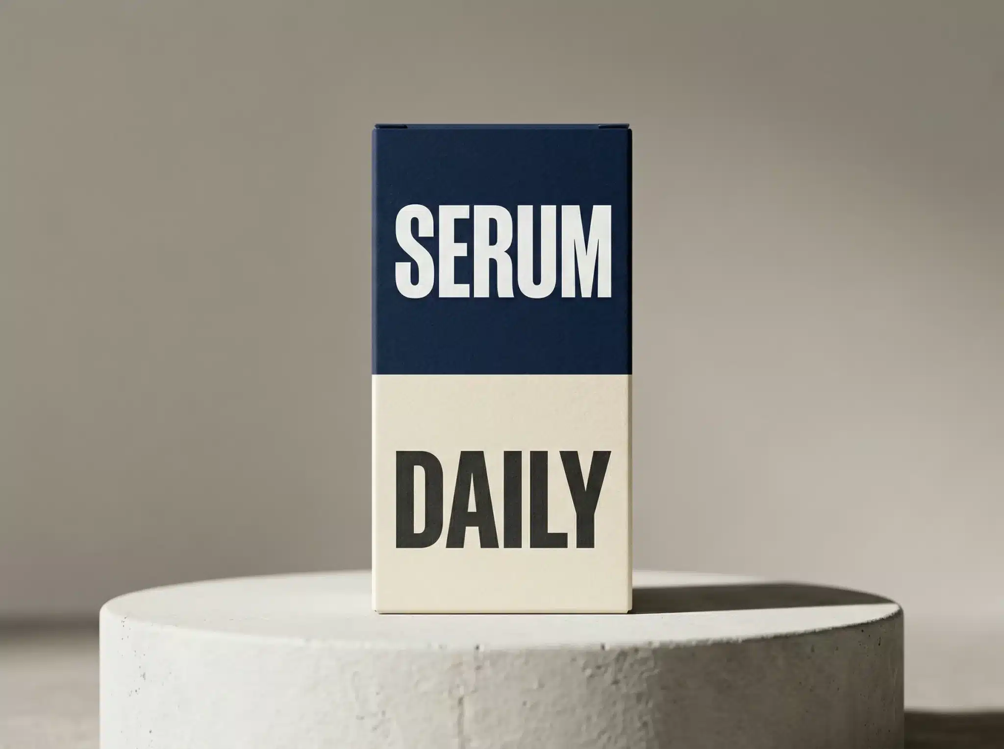 high-contrast typography on a premium paper supplement carton