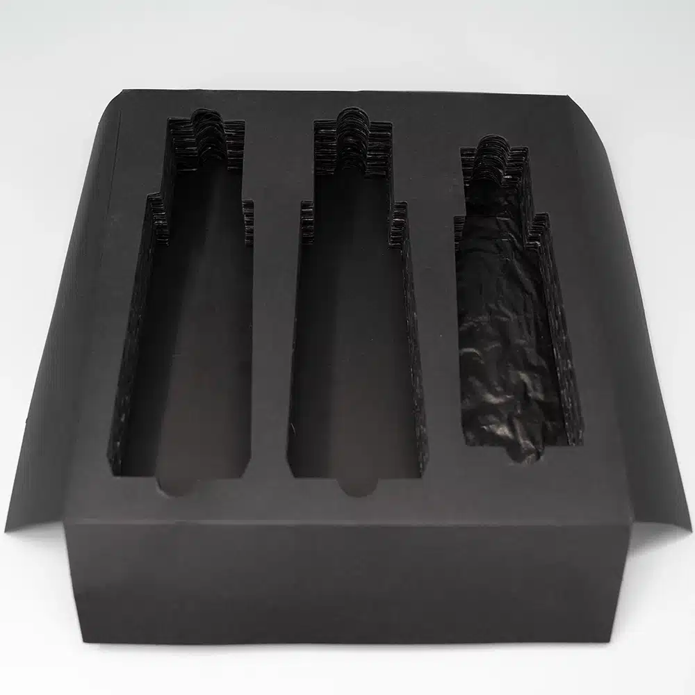 Black Paper Pulp Tray 3 Cavity Biodegradable Wholesale