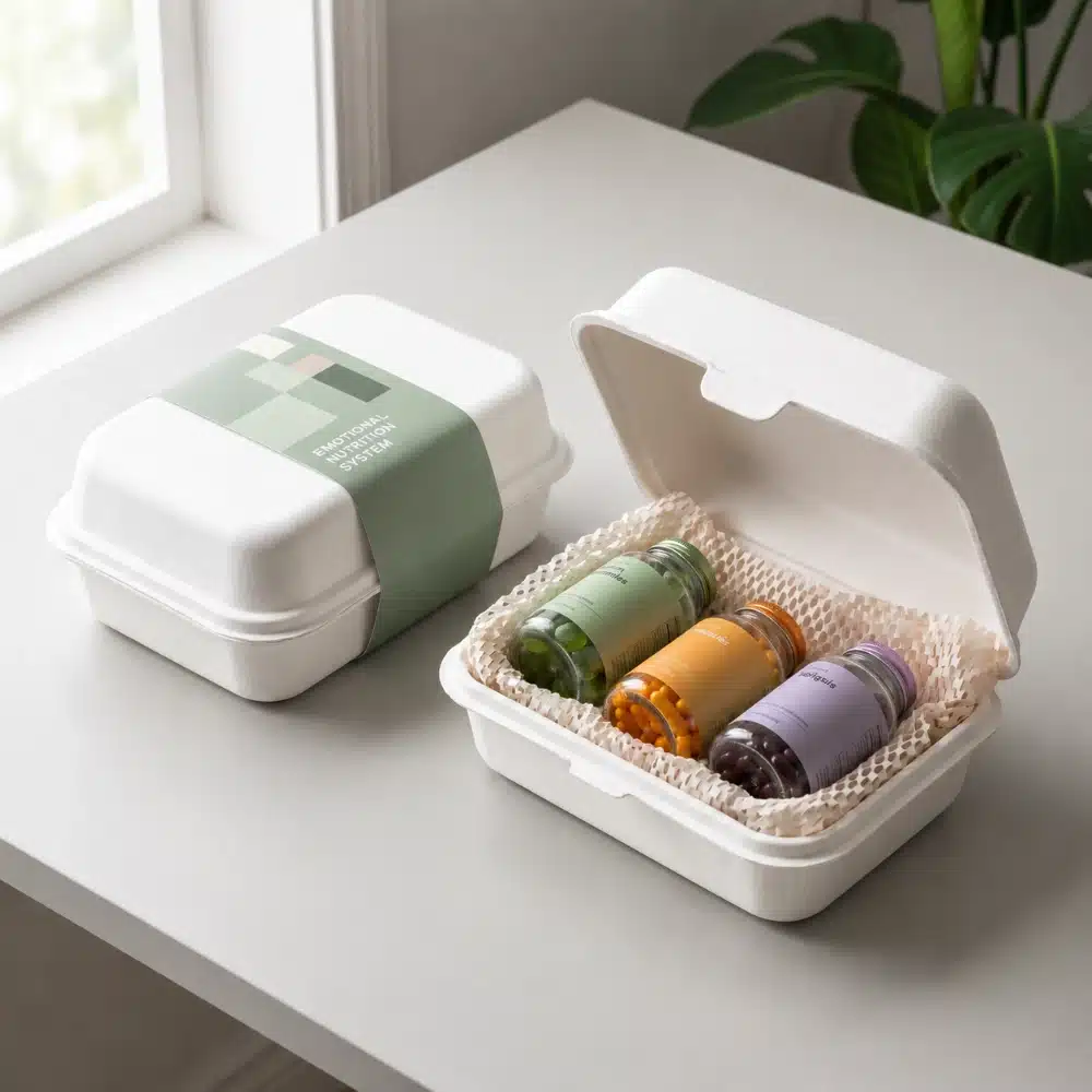 Three Block Bottle Sustainable Supplement Packaging