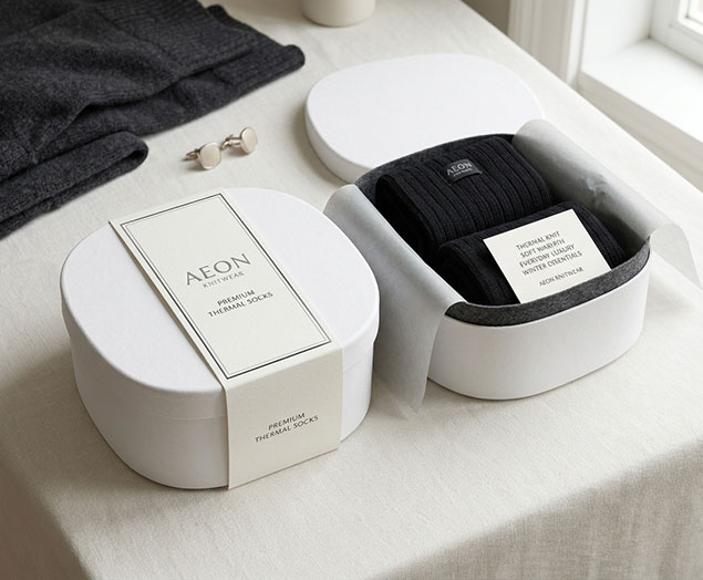 Molded pulp apparel and knitwear gift box packaging