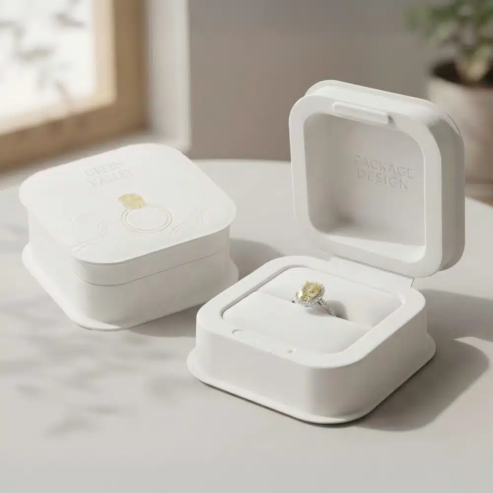 Square Clamshell Molded Pulp Ring Box Wholesale