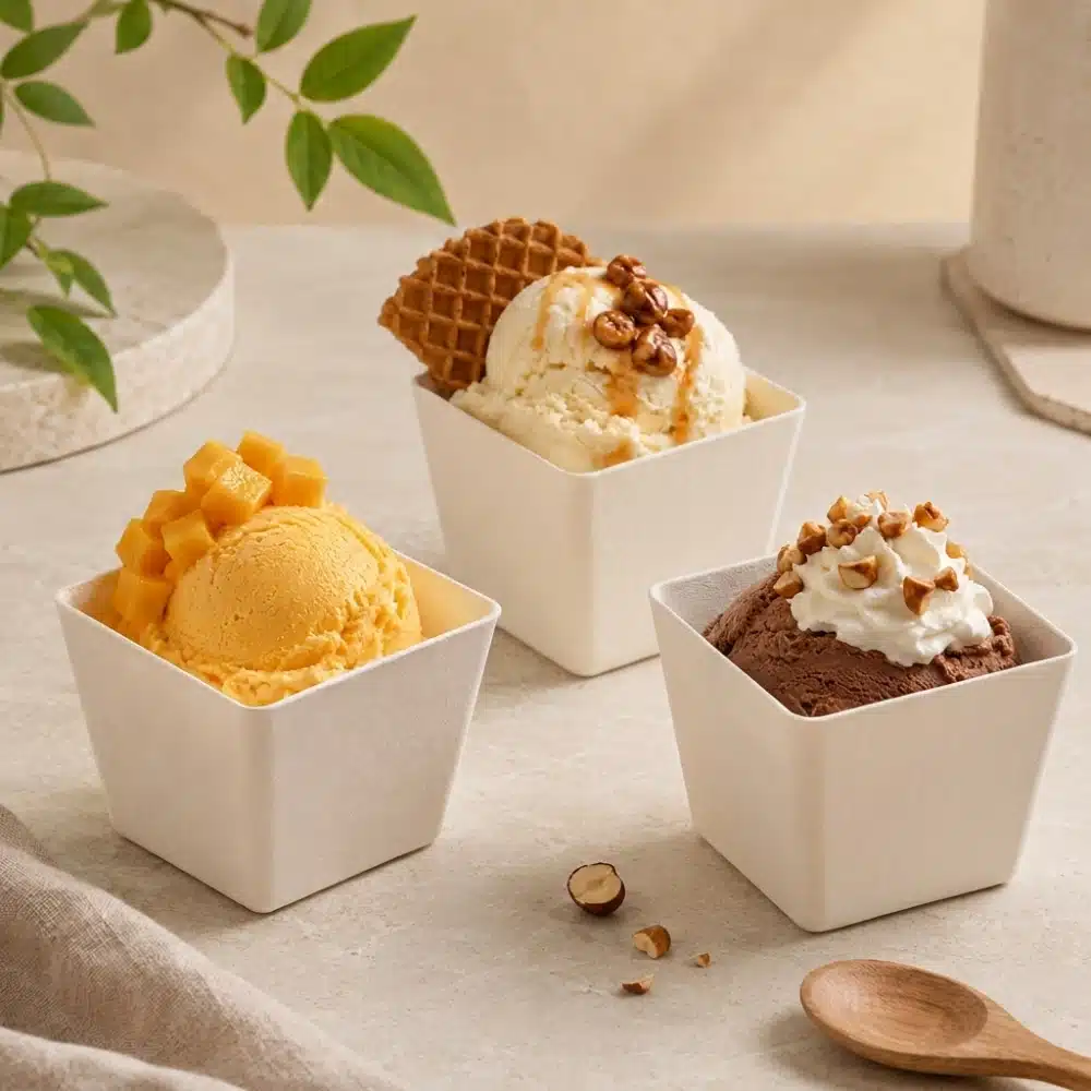 Disposable Square Molded Pulp Ice Cream Cup