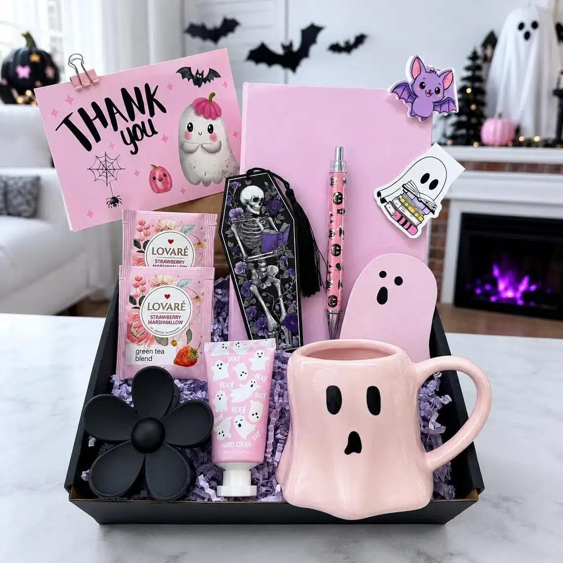 Pink Halloween gift packaging inspiration