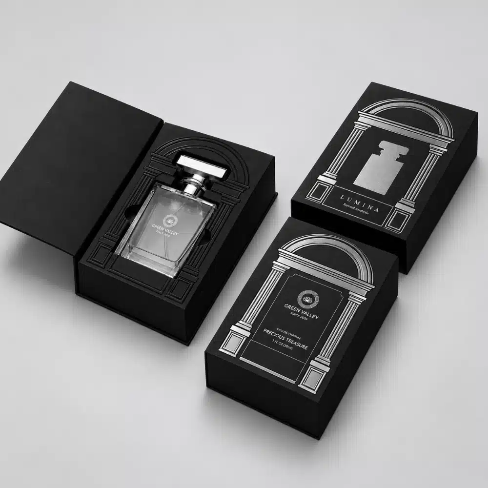 Black Roman Column Luxury Perfume Packaging