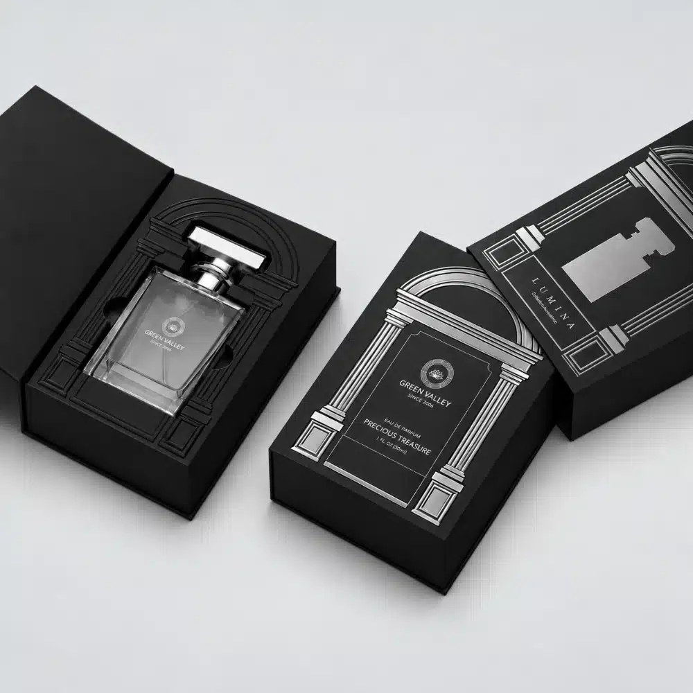 Black Roman Column Luxury Perfume Packaging