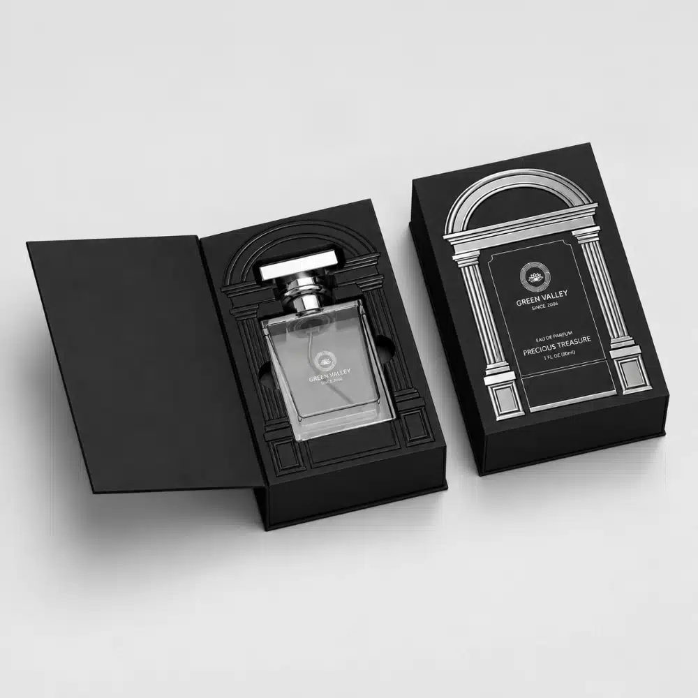 Black Roman Column Luxury Perfume Packaging