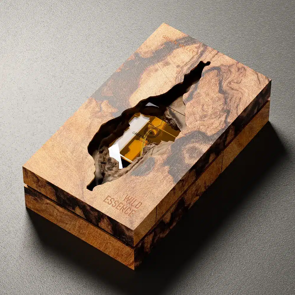 Amber Wood Crackle Luxury Perfume Packaging