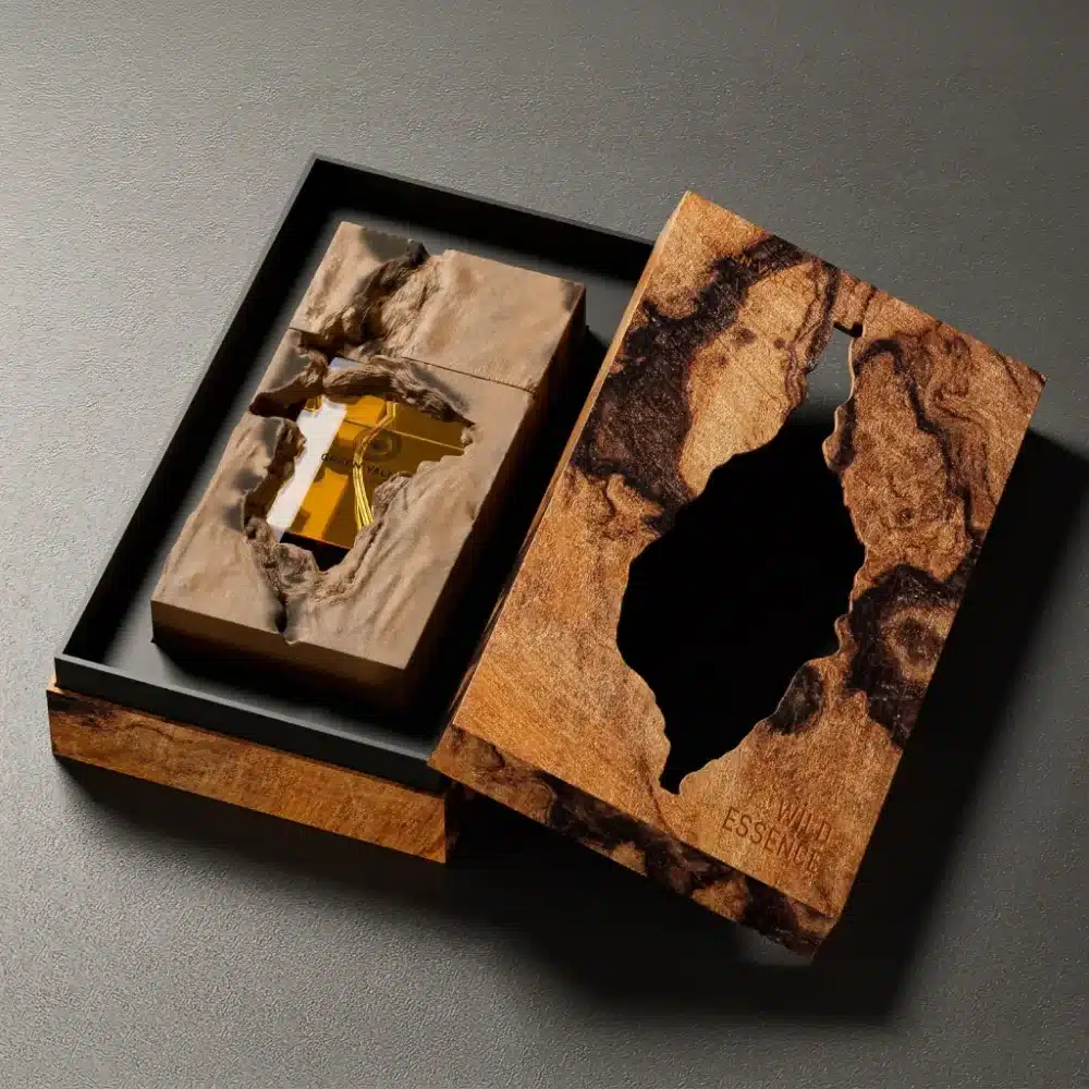 Amber Wood Crackle Luxury Perfume Packaging