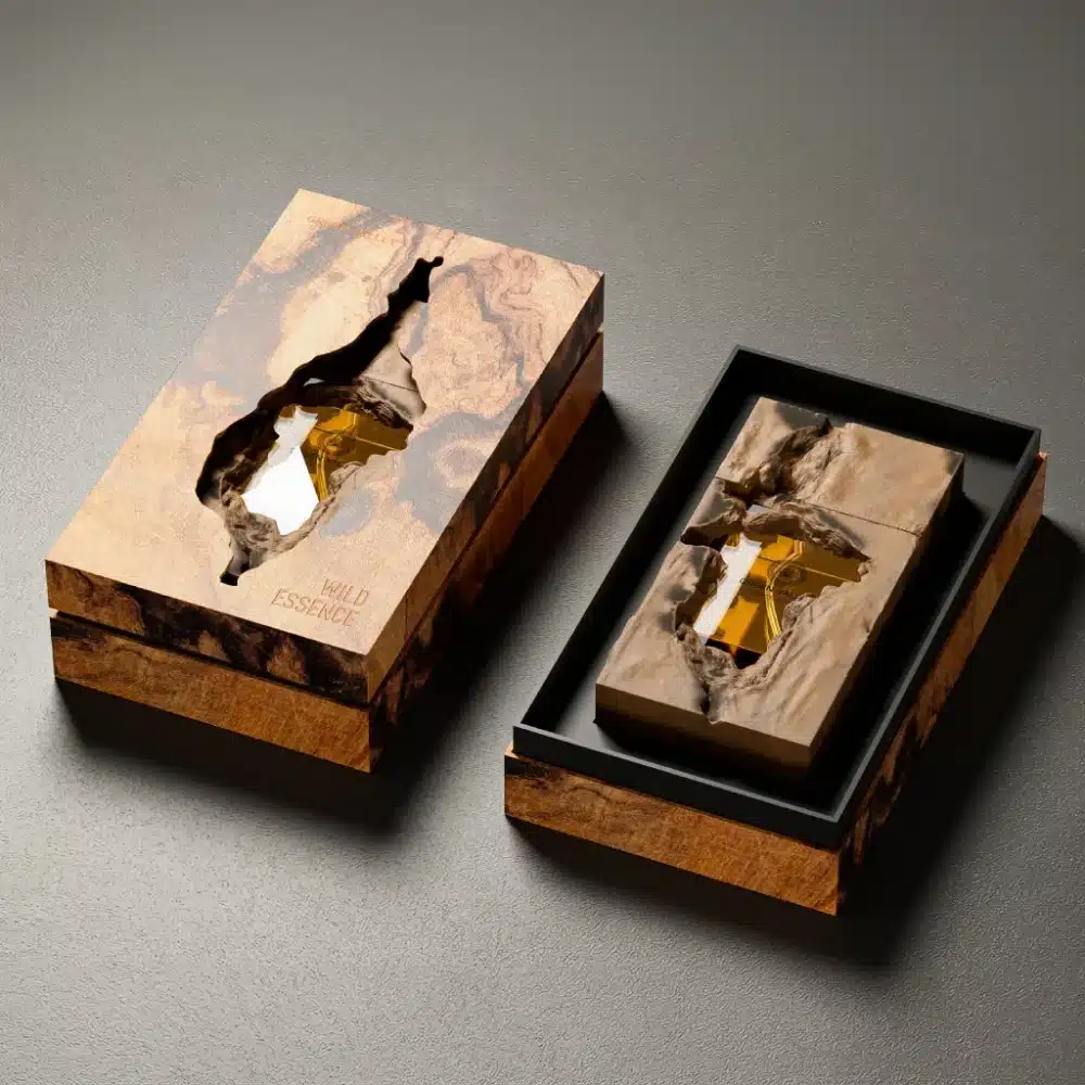 Amber Wood Crackle Luxury Perfume Packaging